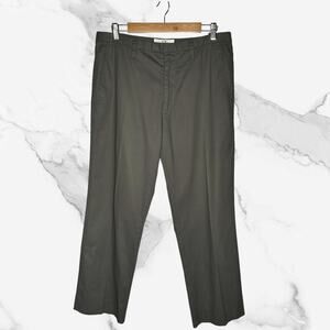 ARMANI EXCHANGE Cotton Chino Flat Front Pants Straight Classic Green Smoke 33